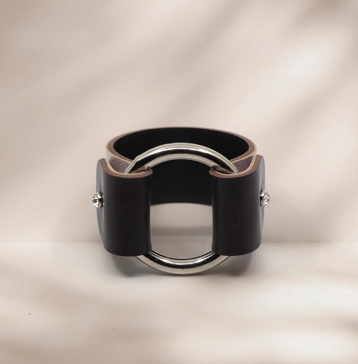 Armbånd i skinn - brun/rosa