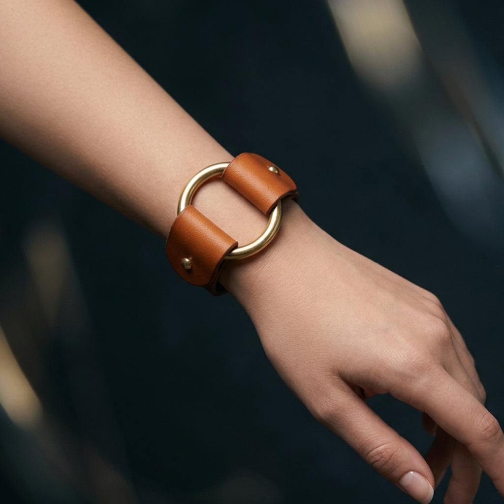 Armbånd i skinn - cognac
