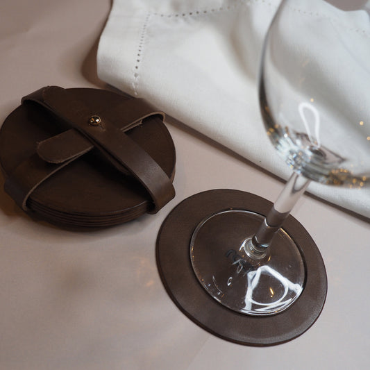 6 stk. Coaster glassbrikker i skinn